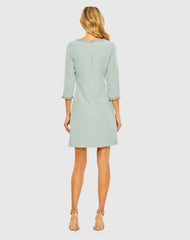 Light Blue Embellished Crepe Cocktail Dress