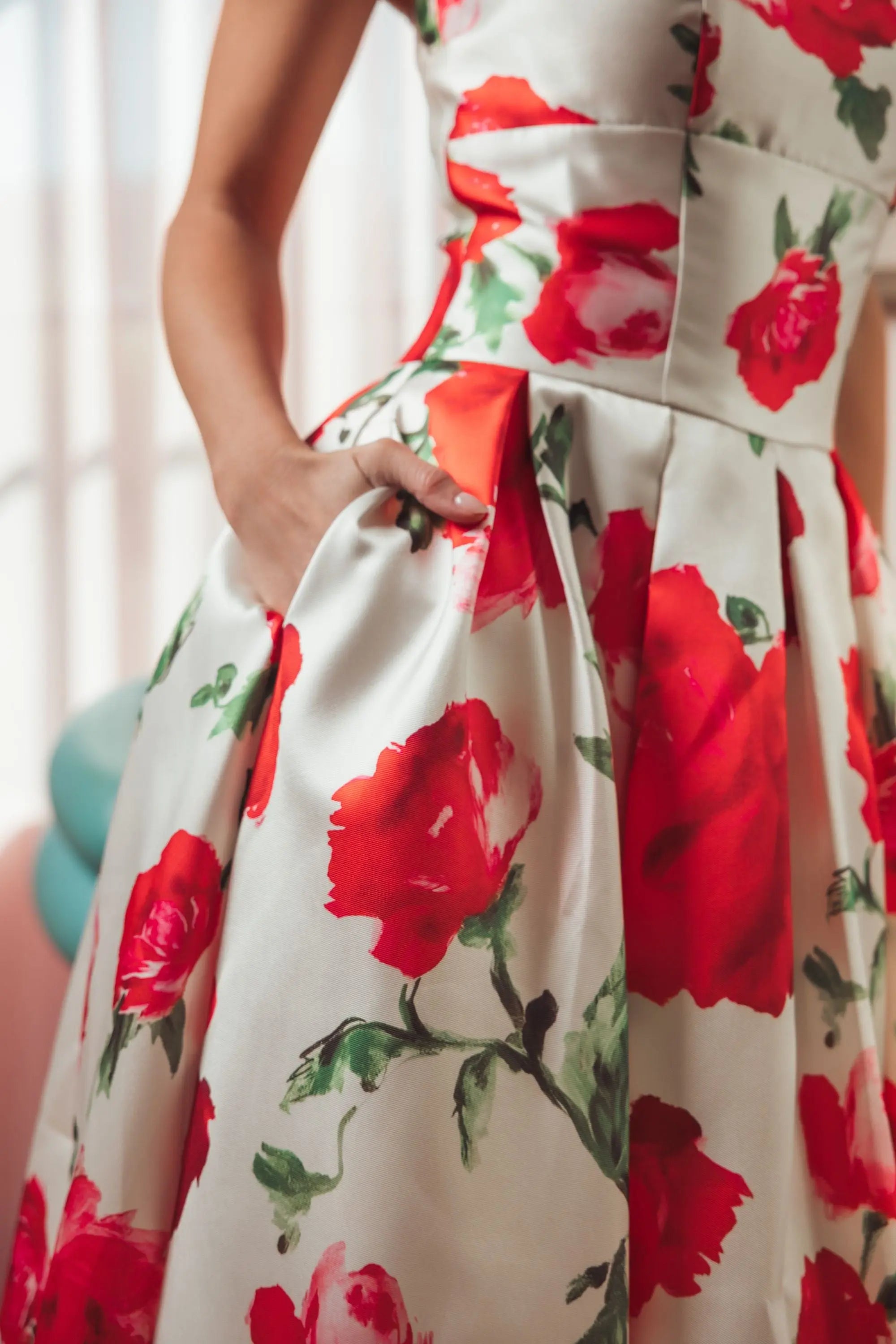 White Strapless Floral Printed A Line Midi Dress