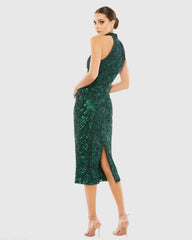 Green Embellished Halter Midi Dress - FINAL SALE