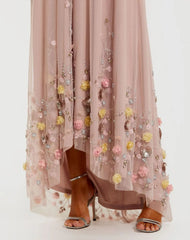 Pink One Shoulder High Low Embellished Trapeze Gown