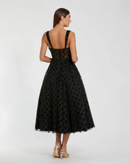 Petite Black Polka Dot Tulle A-Line Midi Dress